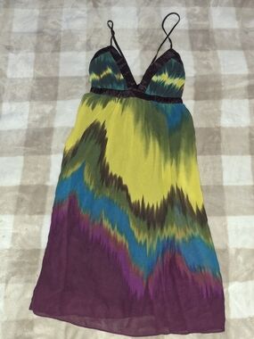 Vibrant Multicolor Spaghetti Strap Dress - Yellow, Teal, Purple